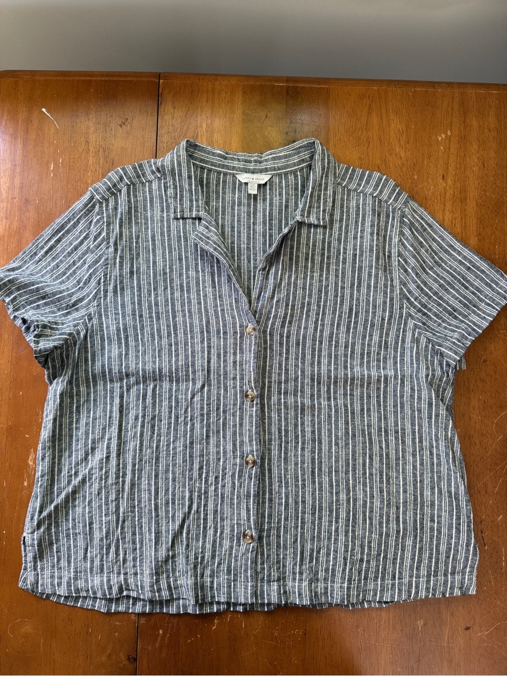 Ladies Lucky Brand Casual Short Sleeve Button Down Shirt - Size L